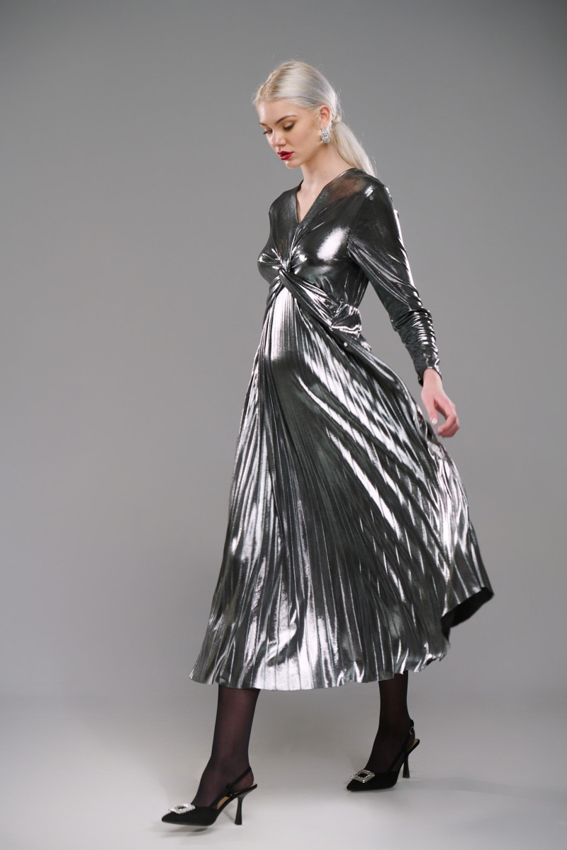 Φόρεμα Midi Metallic Πλισέ