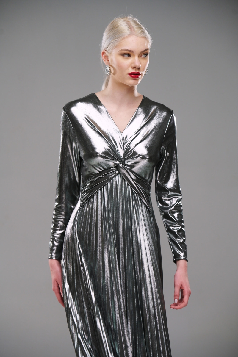 Φόρεμα Midi Metallic Πλισέ