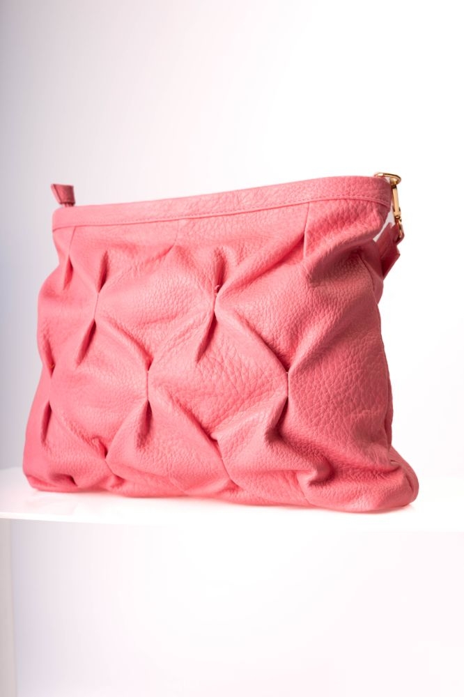 Leatherette Handbag With Ruffles
