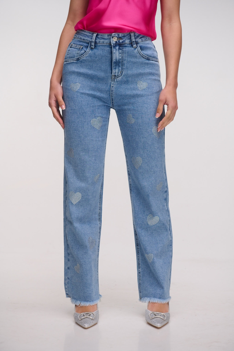 Denim Pants With Hearts