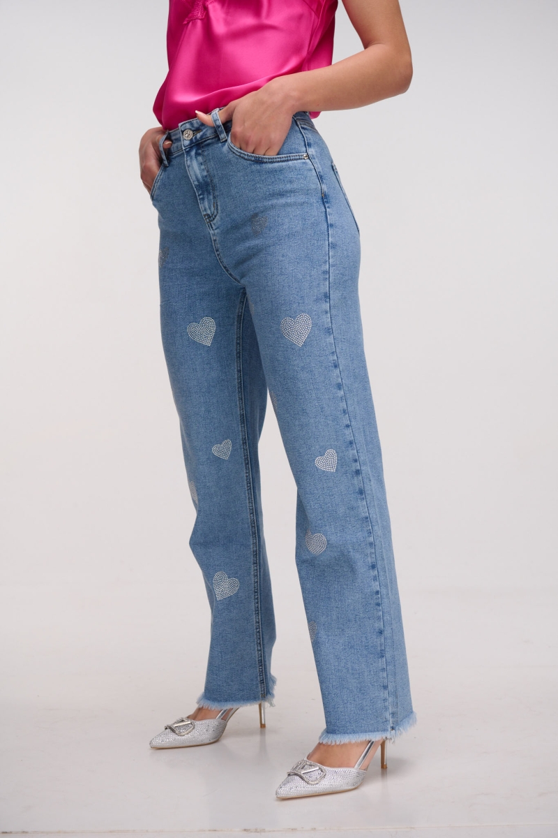 Denim Pants With Hearts