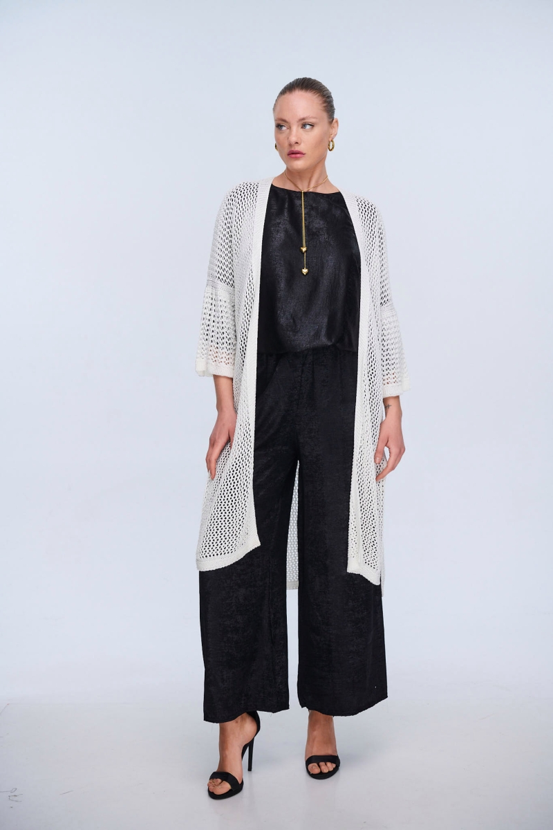 Shiny Cardigan With Wide Sleeves