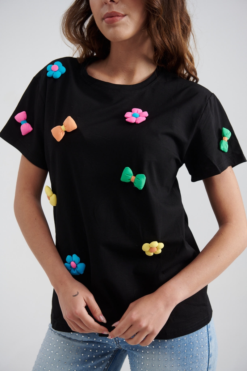 T-Shirt With Colorful 3D Elements