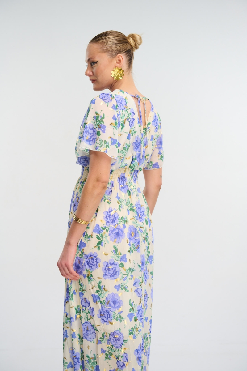 Floral Maxi Dress With Ruffled Sleeves