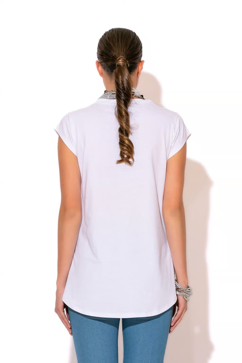 T-Shirt With Pearls And Print CTHROU