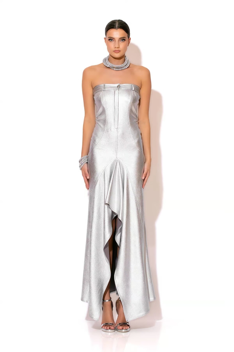 Metallic Strapless Dress CTHROU