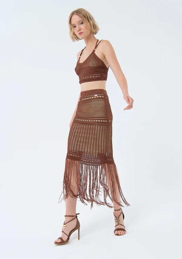 Knitted Skirt With Tassels FRACOMINA