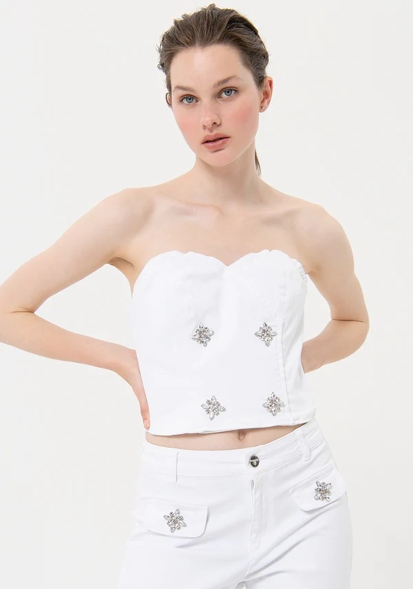 Strapless Bustier With Stones FRACOMINA