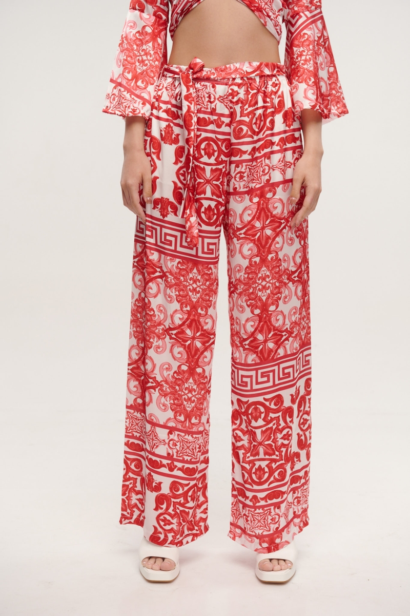 Paisley Printed Pants With Belt