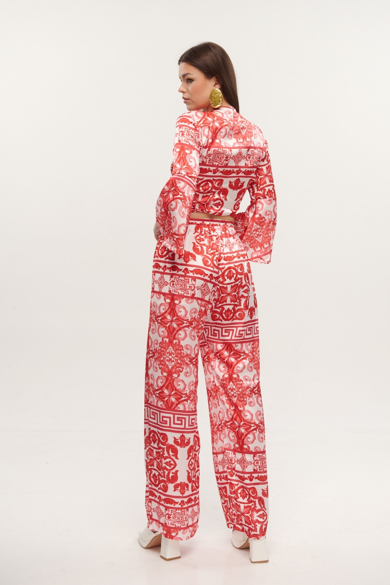 Paisley Printed Pants With Belt