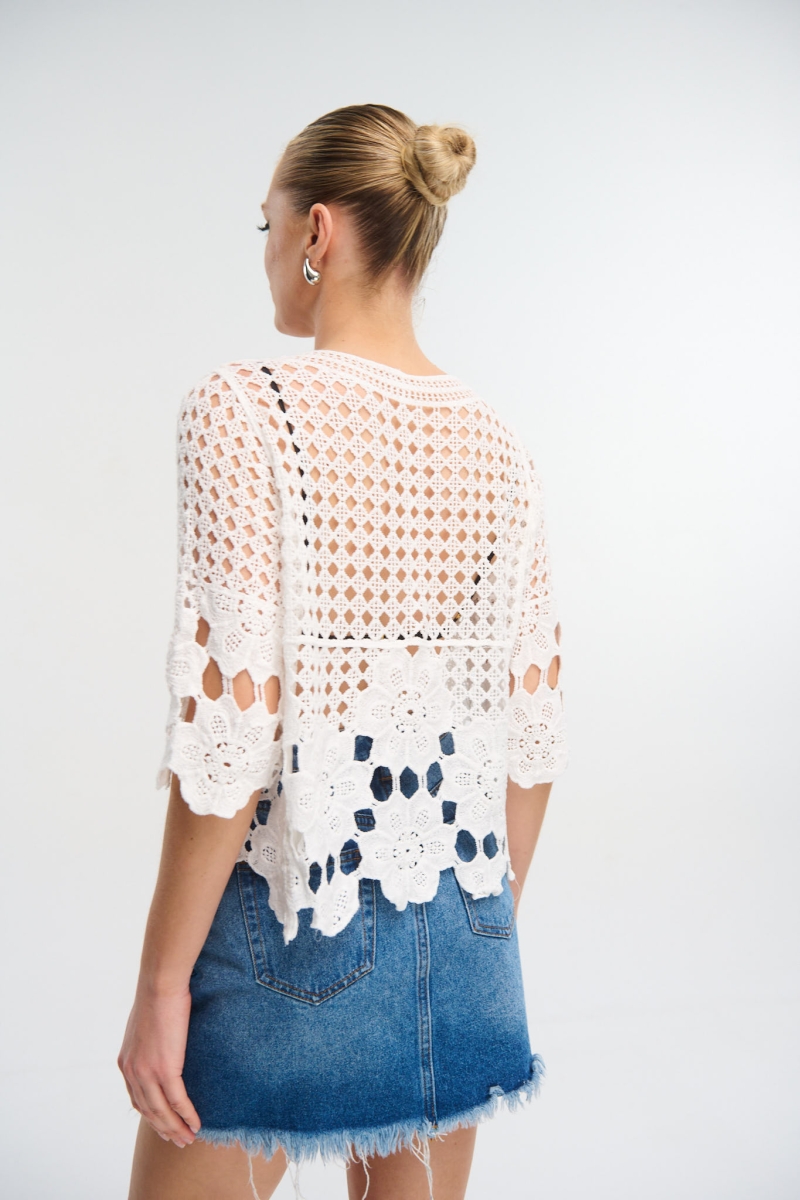 Embroidered Crop Cardigan