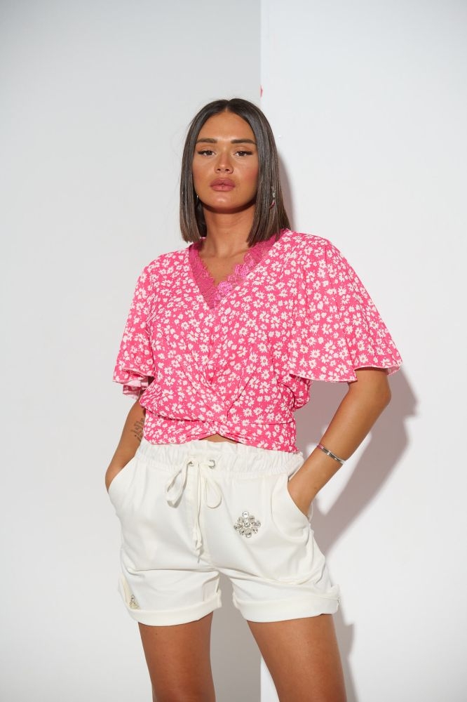 Crop Top With Daisy Print