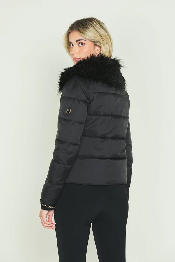 Crop Jacket With Fur And Chains RELISH FASHION