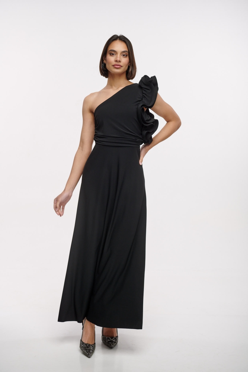 Maxi Dress With One Shoulder And Ruffles