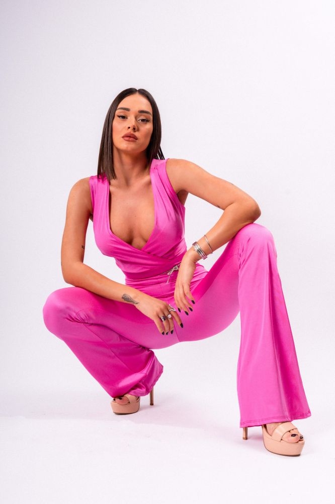 Jumpsuit With Shiny Straps In The Back
