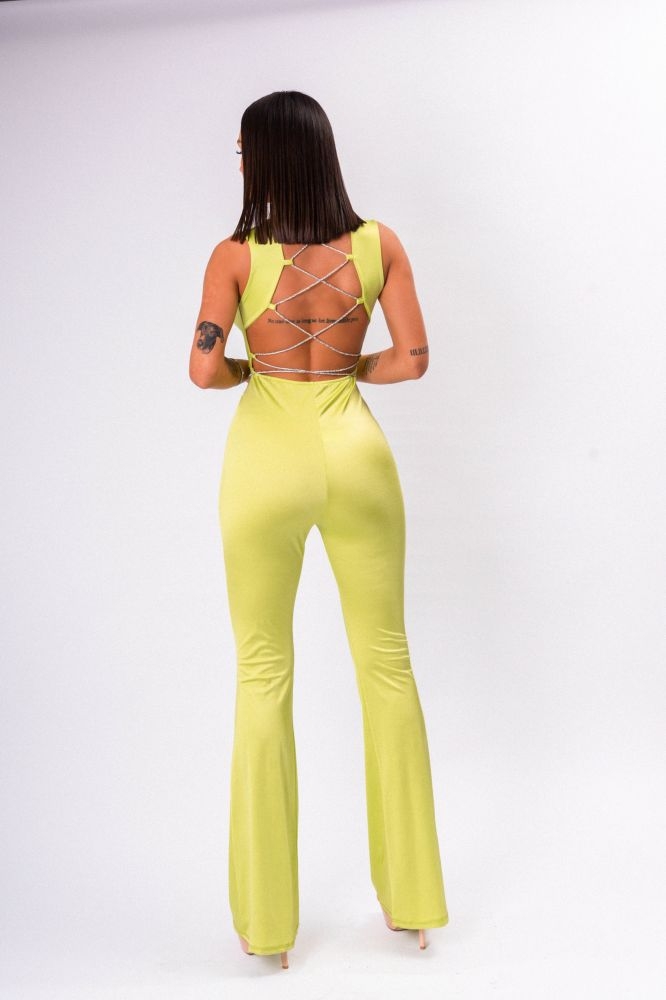 Jumpsuit With Shiny Straps In The Back